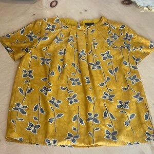 Ann Taylor Mustard Floral Blouse